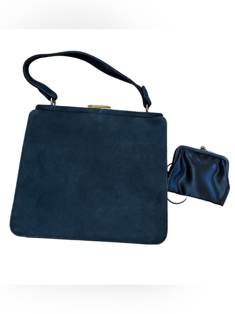 1950s Bienen Davis Black Velvet Frame Bag Coin Purse Old Hollywood